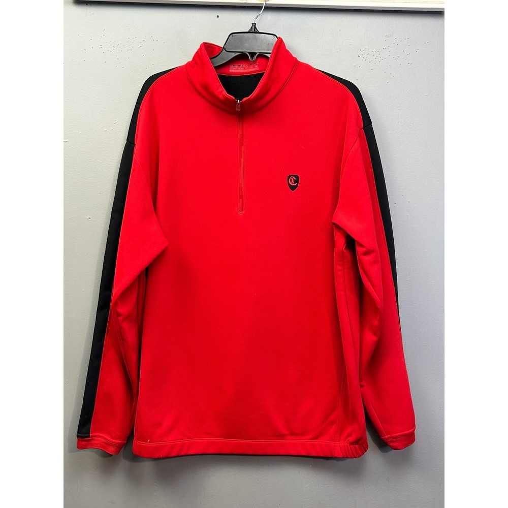 Nike Golf Pullover Mens XL Red‎ Therma Fit Quarter Zip Colorblock 267578-611